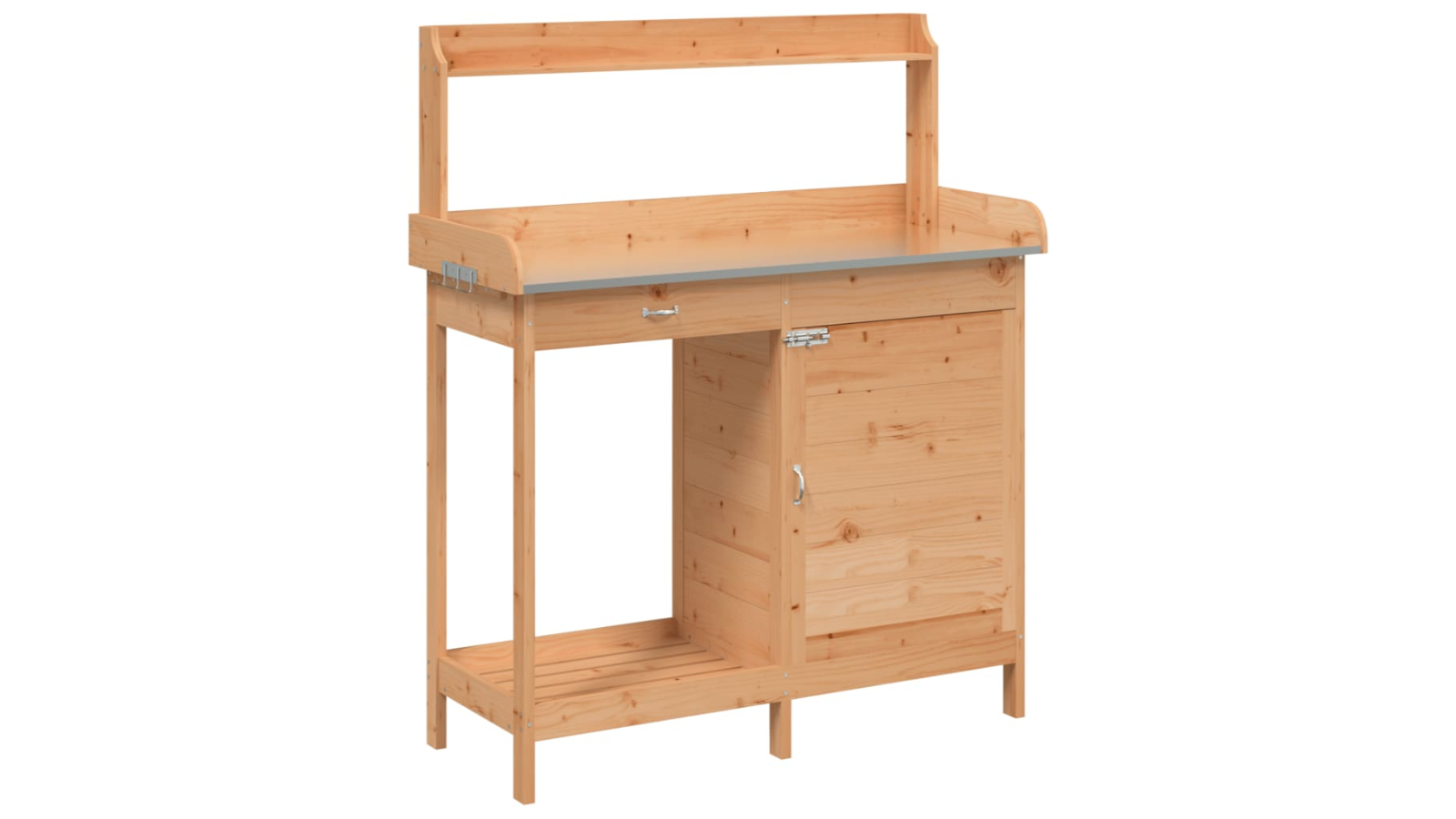 vidaXL Solid Fir Wood 110.5 x 45 x 124.5cm Potting Table with Cabinet - Brown
