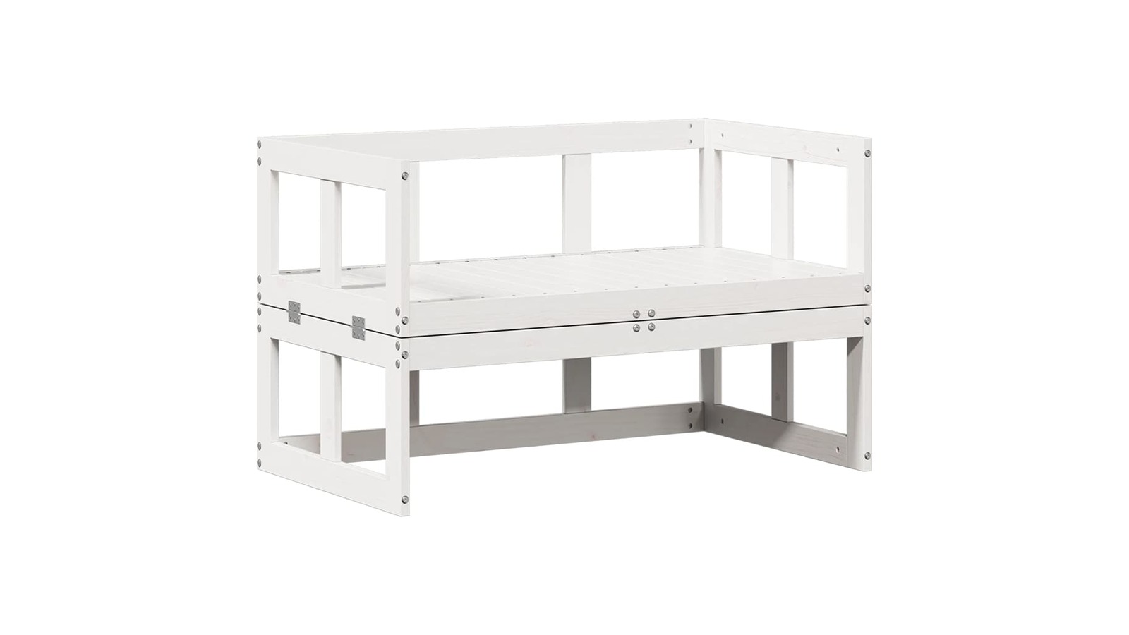 vidaXL White Solid Pine Wood Extendable Garden Sofa Bench