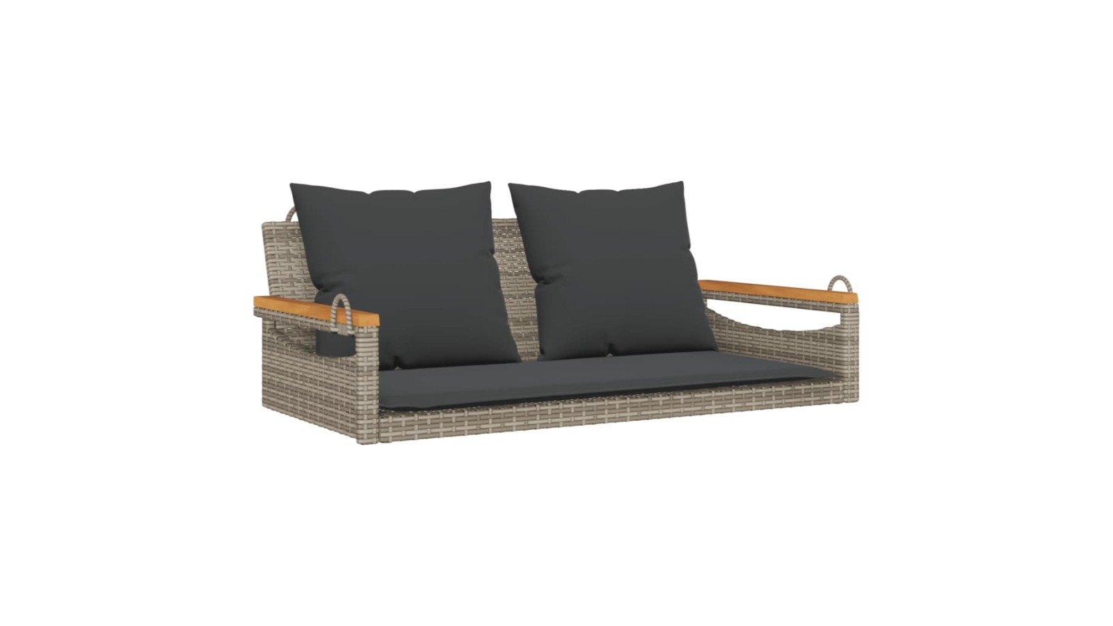 vidaXL Grey Poly Rattan Swing Bench with Cushion - 109 x 62 x 40cm