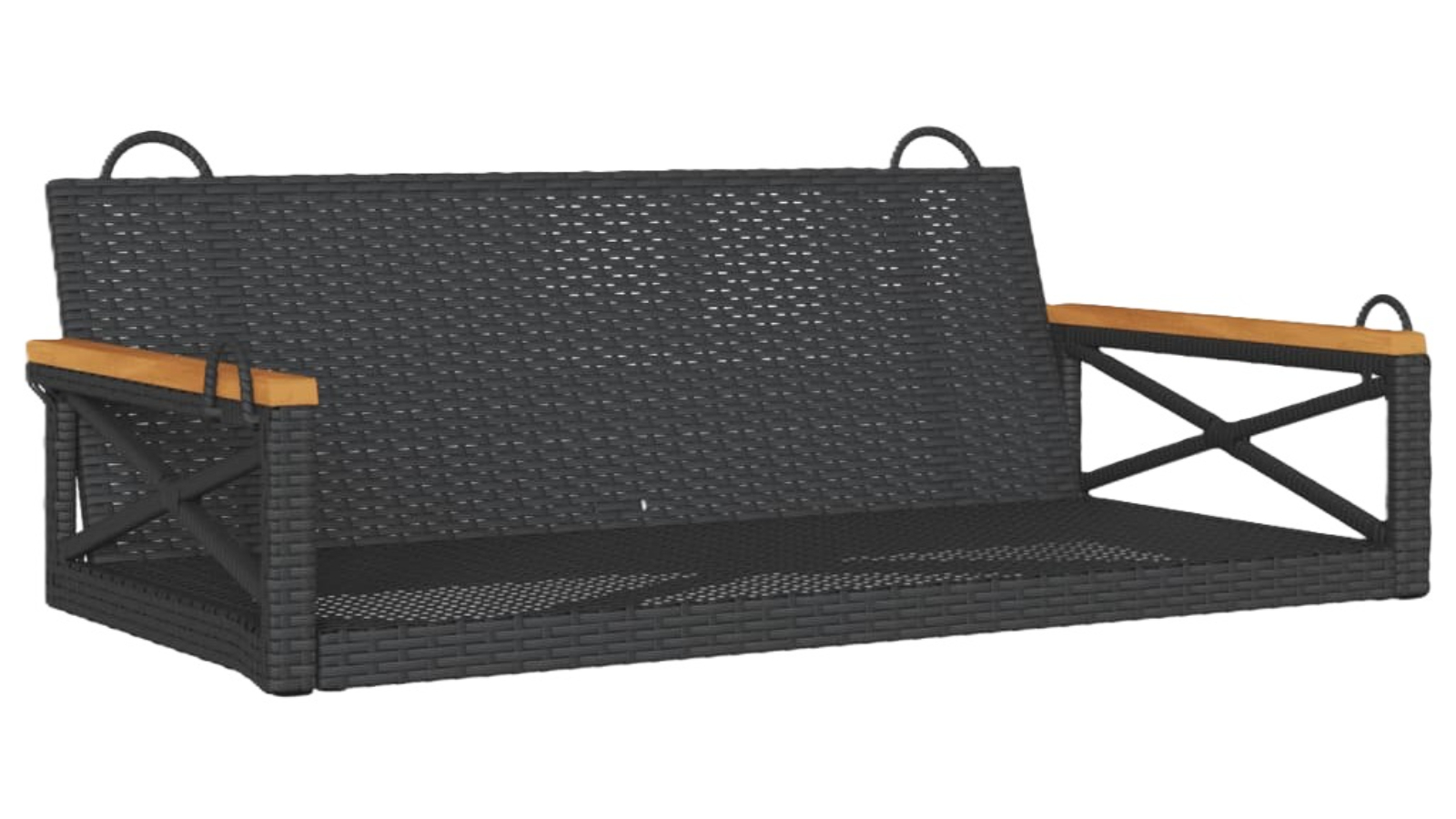 vidaXL Black Poly Rattan Swing Bench - 109 x 62 x 40cm