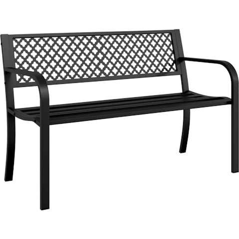 vidaXL Black Steel 119cm Garden Bench