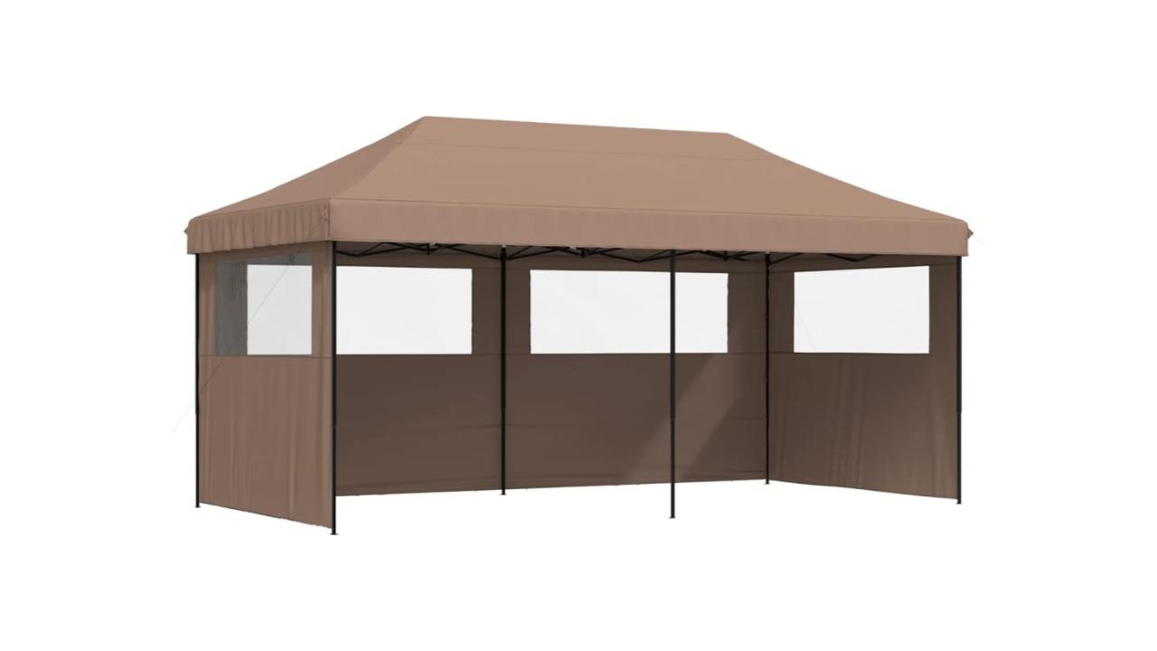 vidaXL Foldable Party Tent Pop-Up with 3 Sidewall - Brown