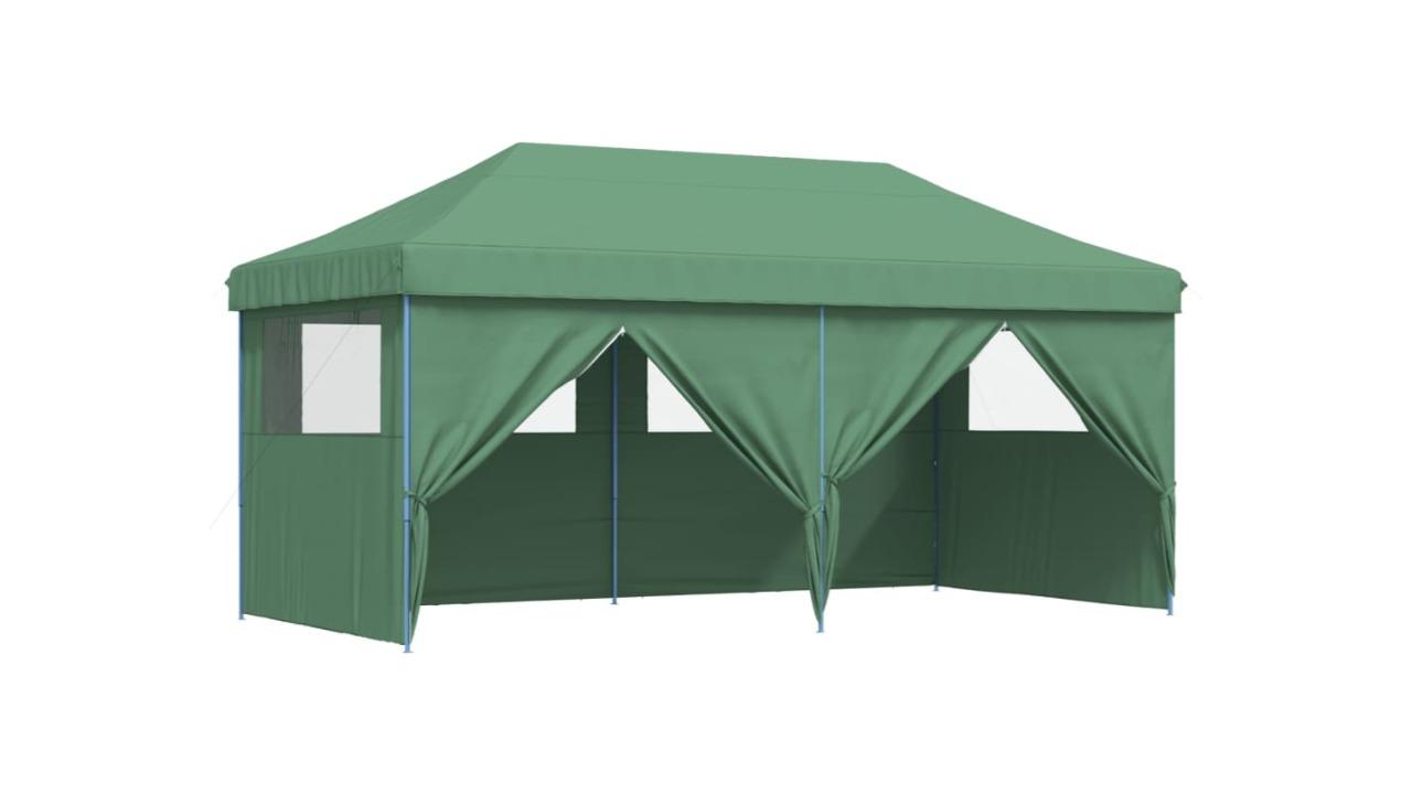 vidaXL Foldable Steel Party Tent Pop-Up with 4 Sidewall - Green 