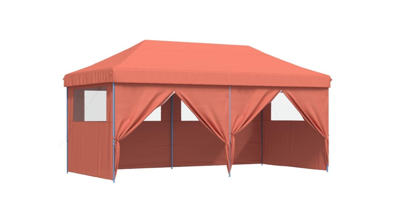 vidaXL Foldable Party Tent Pop-Up with 4 Sidewall - Terracotta