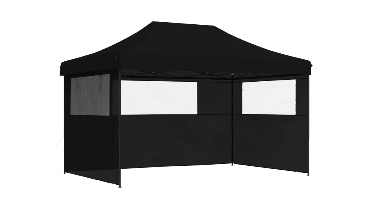 vidaXL Foldable Party Tent Pop-Up with 3 Sidewall - Black