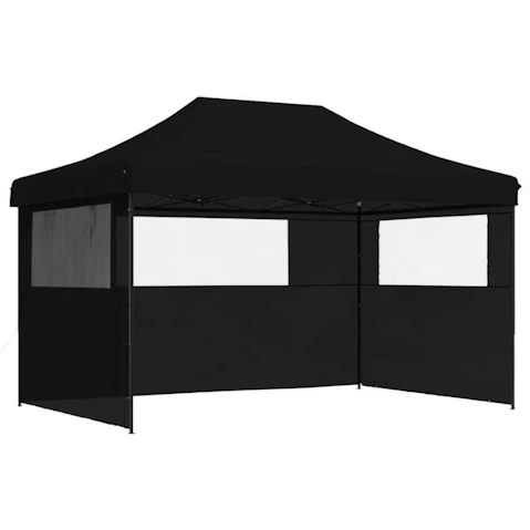 vidaXL Foldable Party Tent Pop-Up with 3 Sidewall - Black