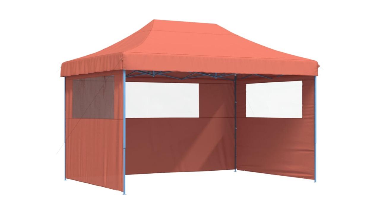 vidaXL Foldable Party Tent Pop-Up with 3 Sidewall - Terracotta