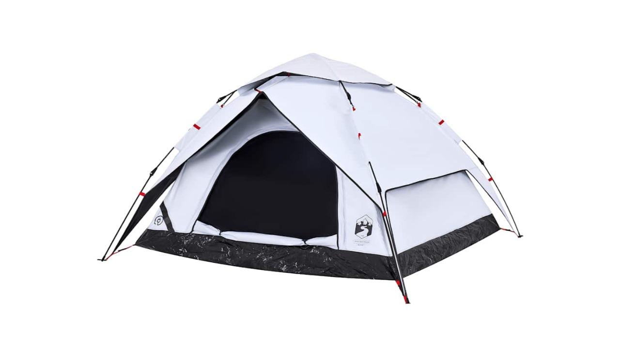 vidaXL 5 Person White Blackout Fabric Quick Release Camping Dome Tent