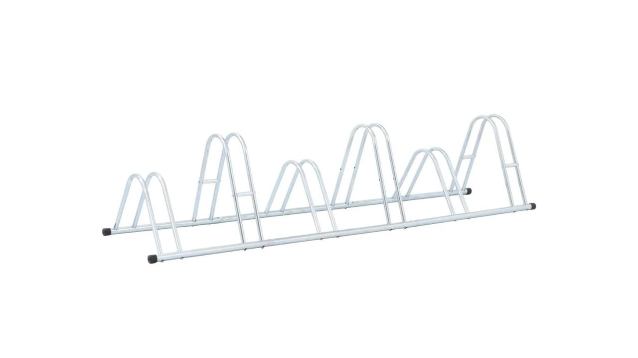 vidaXL Floor Freestanding Galvanised Steel Bicycle Stand for 6 Bike - Silver