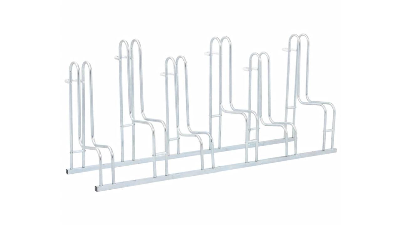 vidaXL Galvanised Steel Floor Freestanding Bicycle Stand for 6 Bike