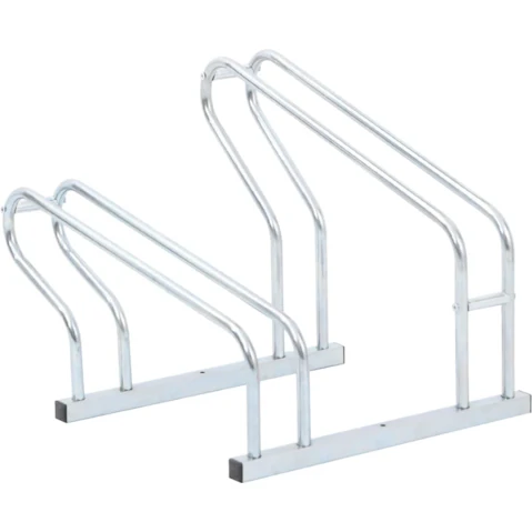 vidaXL Galvanised Steel Floor Freestanding Bicycle Stand for 2 Bike