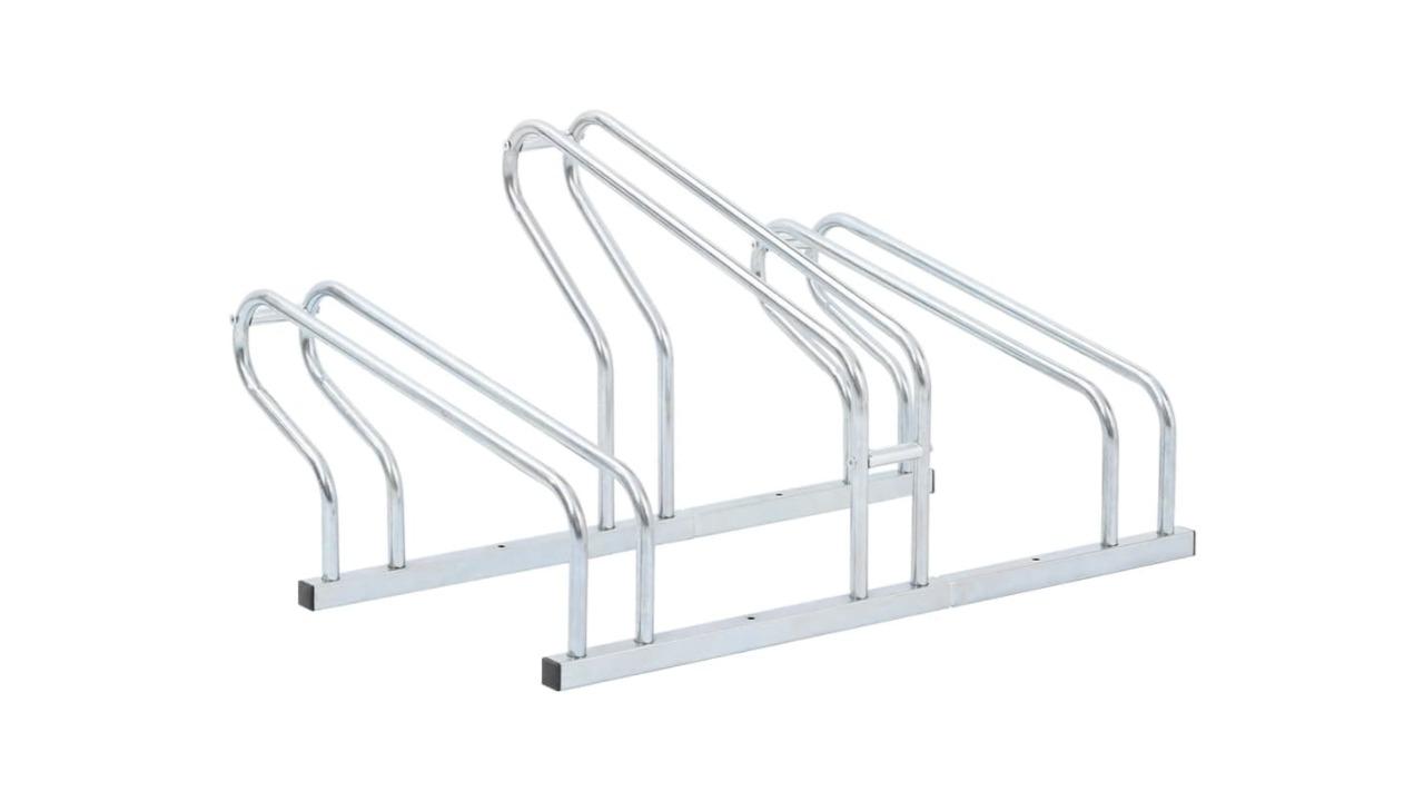 vidaXL Galvanised Steel Floor Freestanding Bicycle Stand for 3 Bike