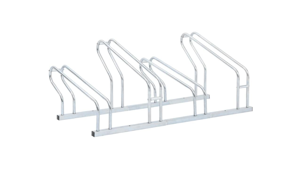 vidaXL Floor Freestanding Galvanised Steel Bicycle Stand for 4 Bike