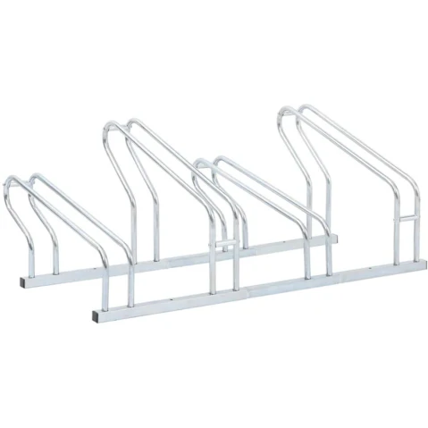 vidaXL Floor Freestanding Galvanised Steel Bicycle Stand for 4 Bike