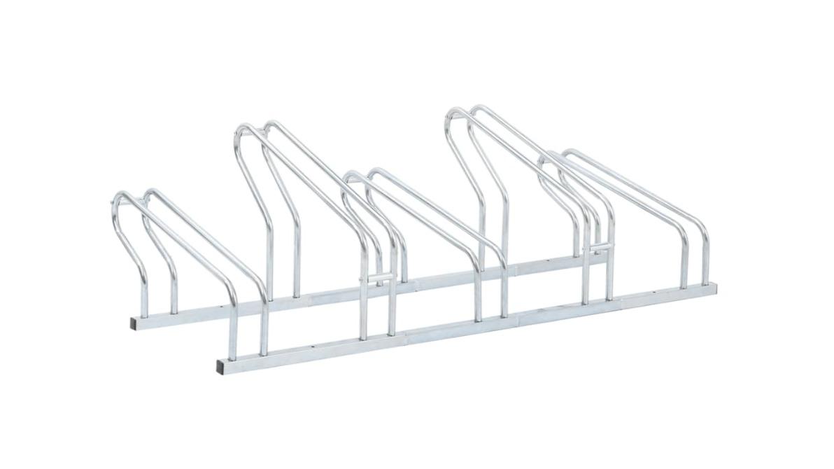 vidaXL Galvanised Steel Floor Freestanding Bicycle Stand for 5 Bike