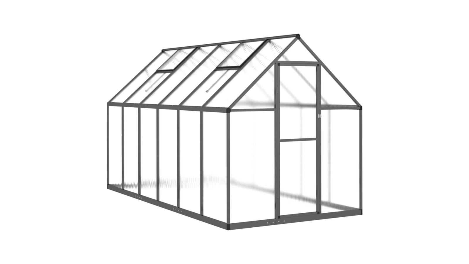 vidaXL Anthracite Aluminium Greenhouse with Base Frame - 334 x 169 x 195cm
