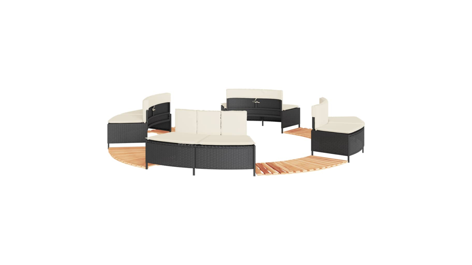 vidaXL Outdoor Black Poly Rattan Enclosure Hot Tub and Solid Acacia Wood Step