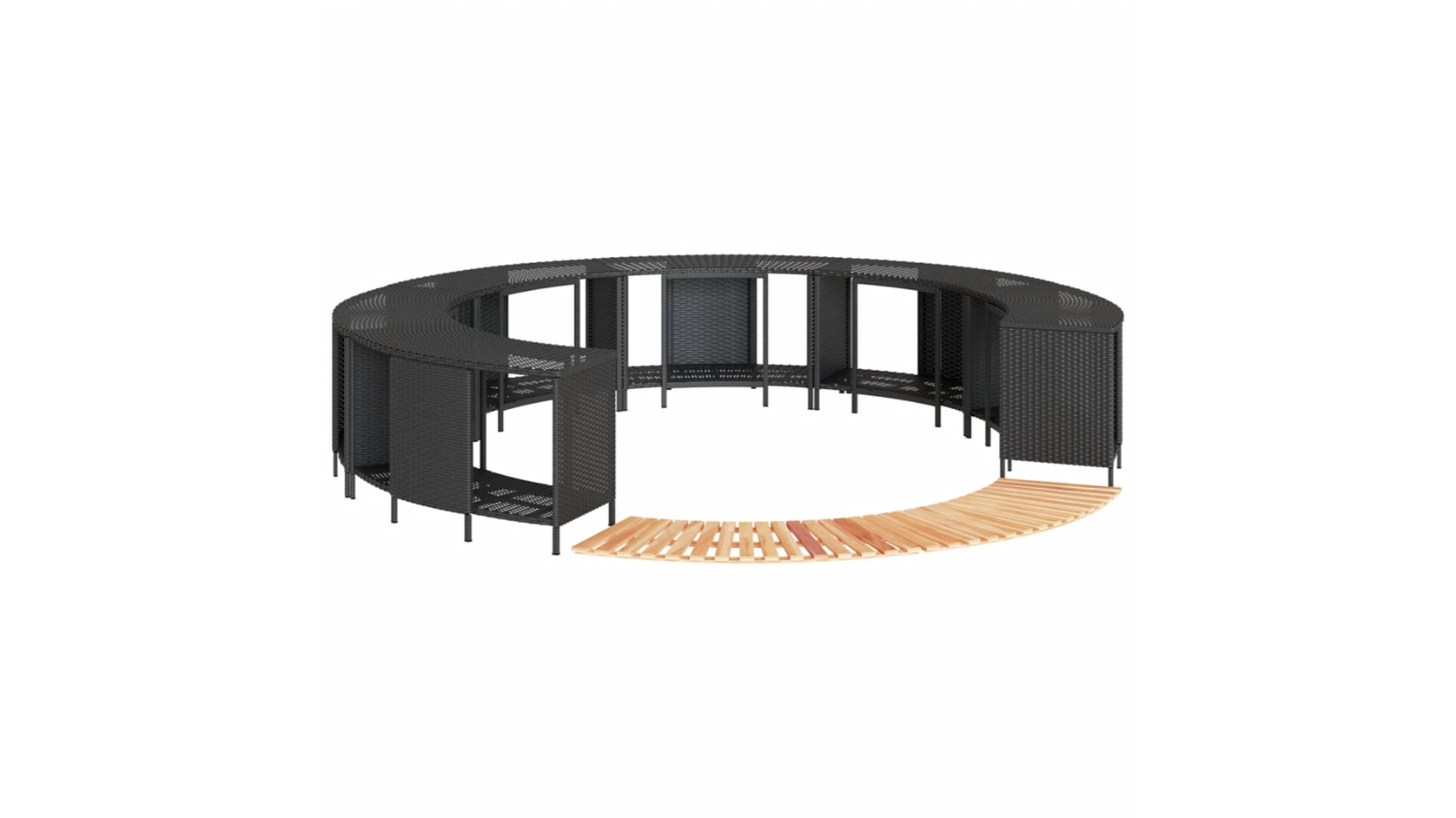 vidaXL Black Poly Rattan Enclosure Hot Tub and Solid Acacia Wood Step