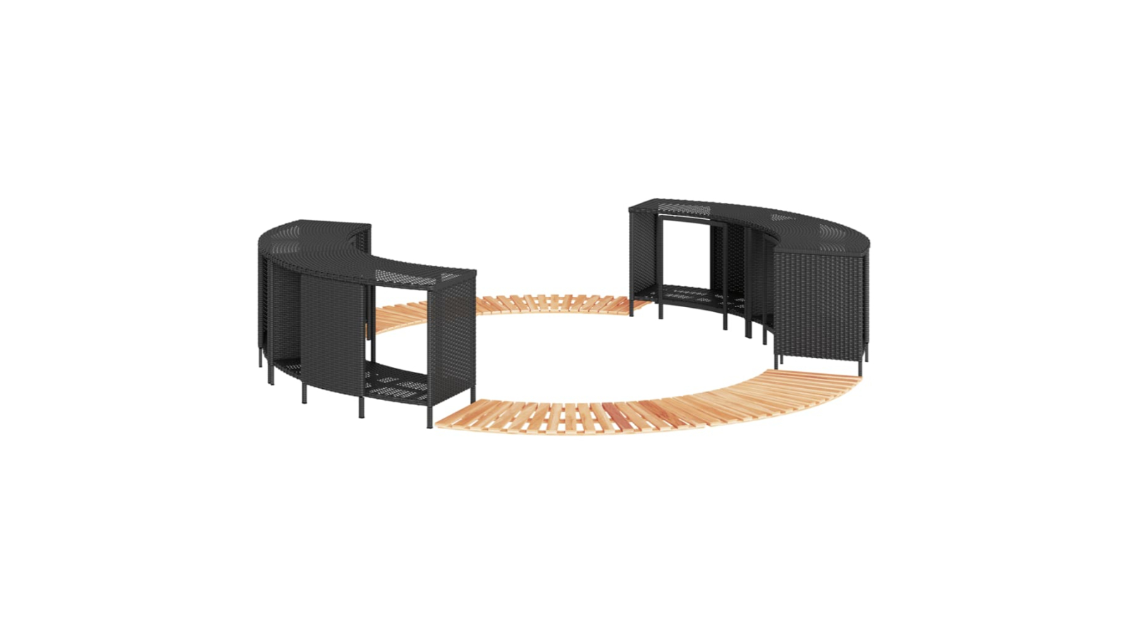 vidaXL Black Poly Rattan Hot Tub Surround