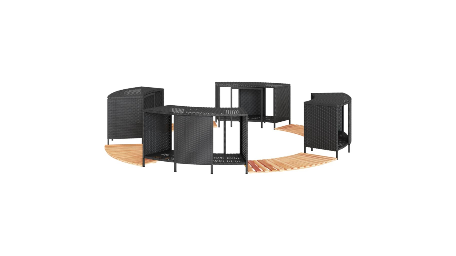 vidaXL Black Poly Rattan Hot Tub Surround and Solid Acacia Wood Step