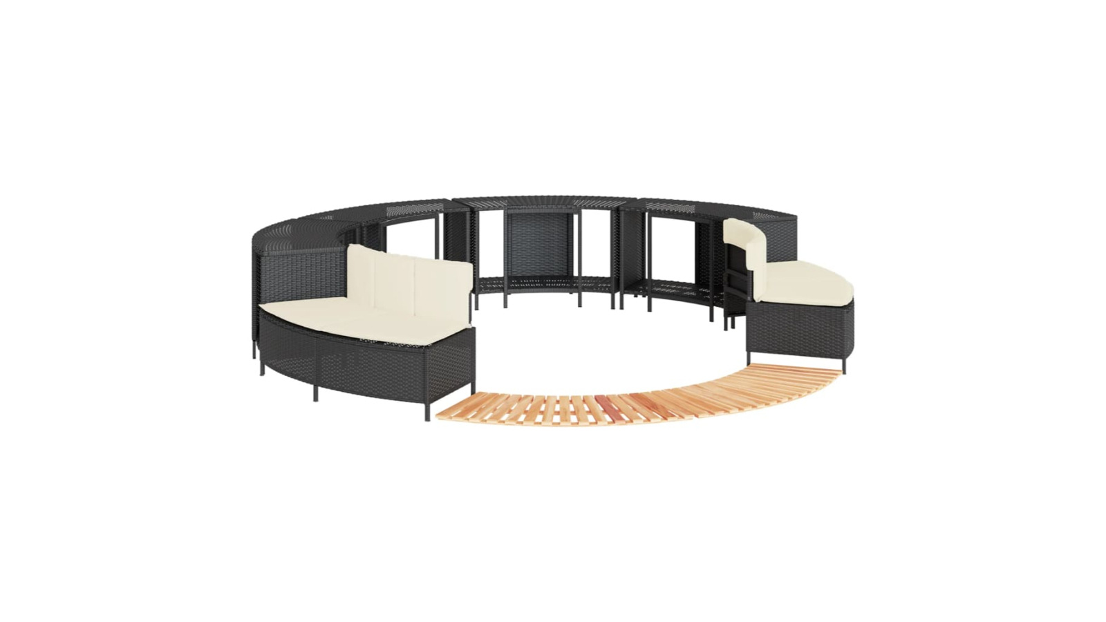 vidaXL Outdoor Black Poly Rattan Hot Tub Surround and Solid Acacia Wood Step