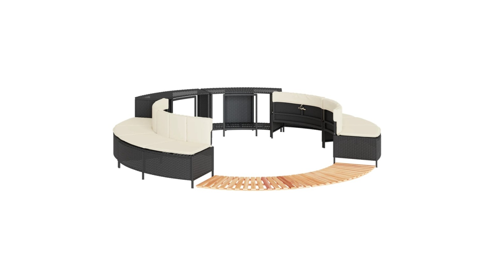 vidaXL Black Poly Rattan Hot Tub Surround with Solid Wood Acacia