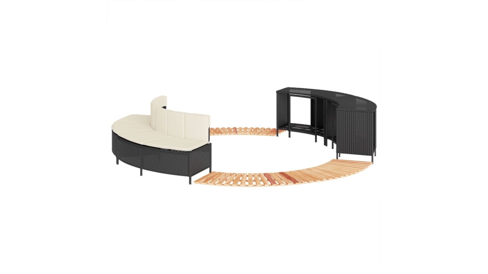 vidaXL Black Poly Rattan Hot Tub Surround and Solid Wood Acacia