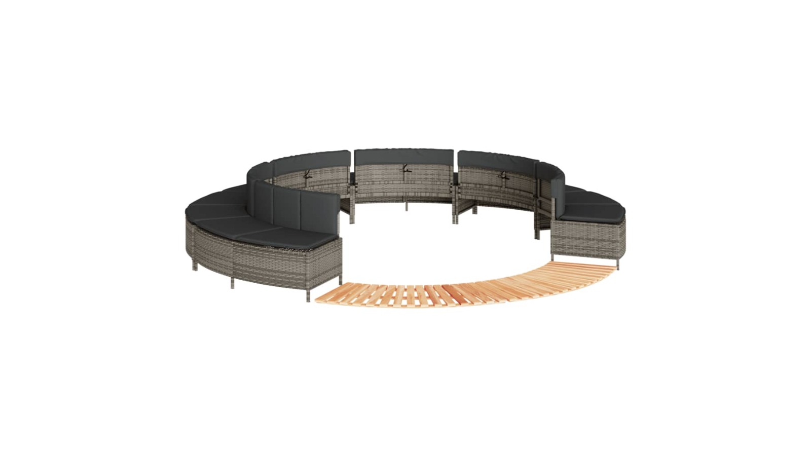 vidaXL Grey Poly Rattan Hot Tub Surround with Solid Wood Acacia