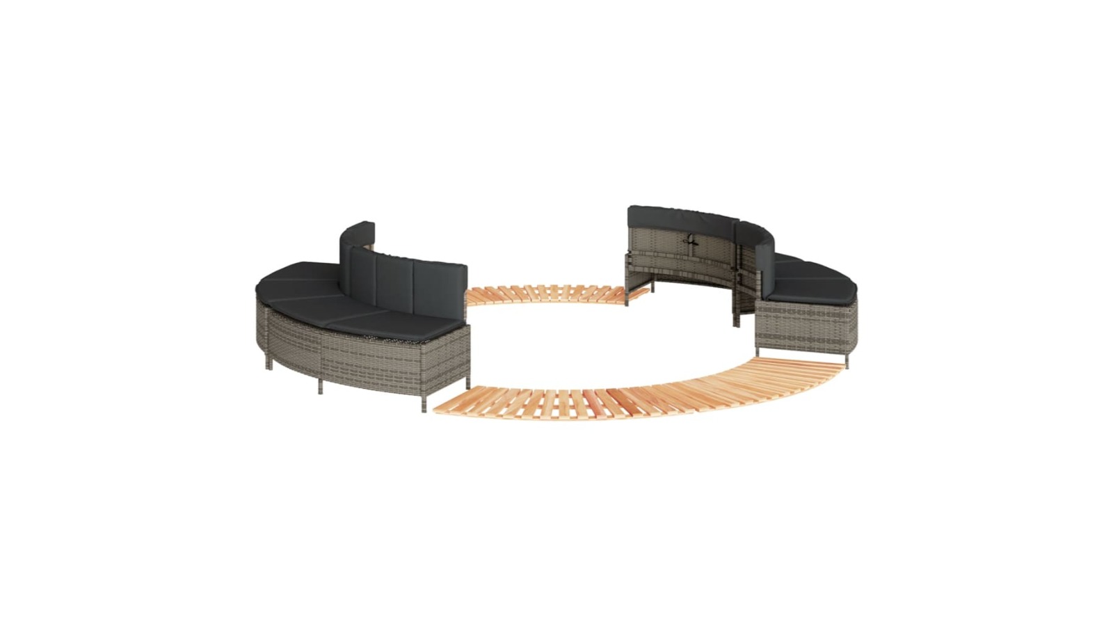 vidaXL Grey Spa Surround Poly Rattan and Solid Wood Acacia