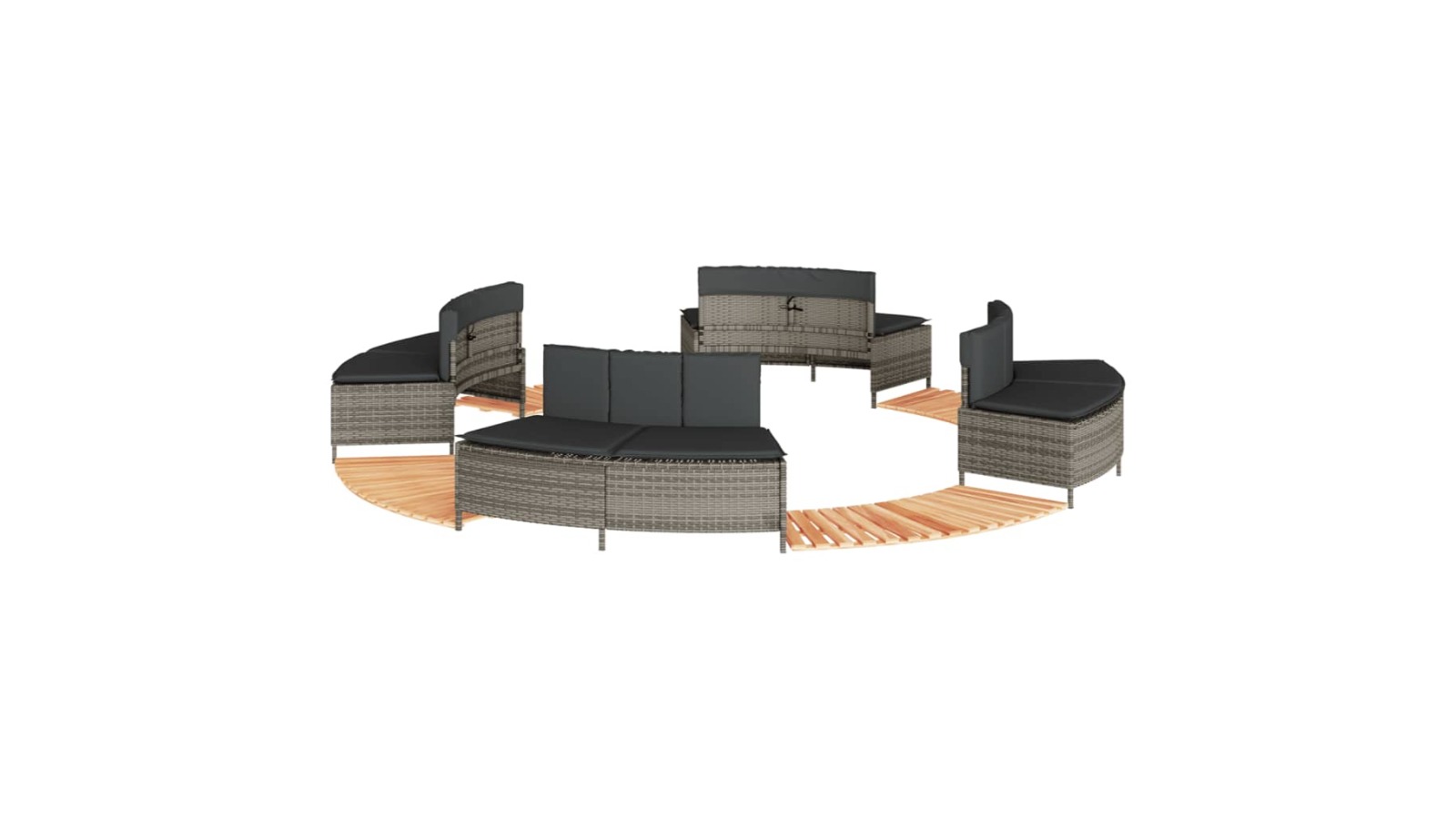 vidaXL Grey Poly Rattan Hot Tub Surround 