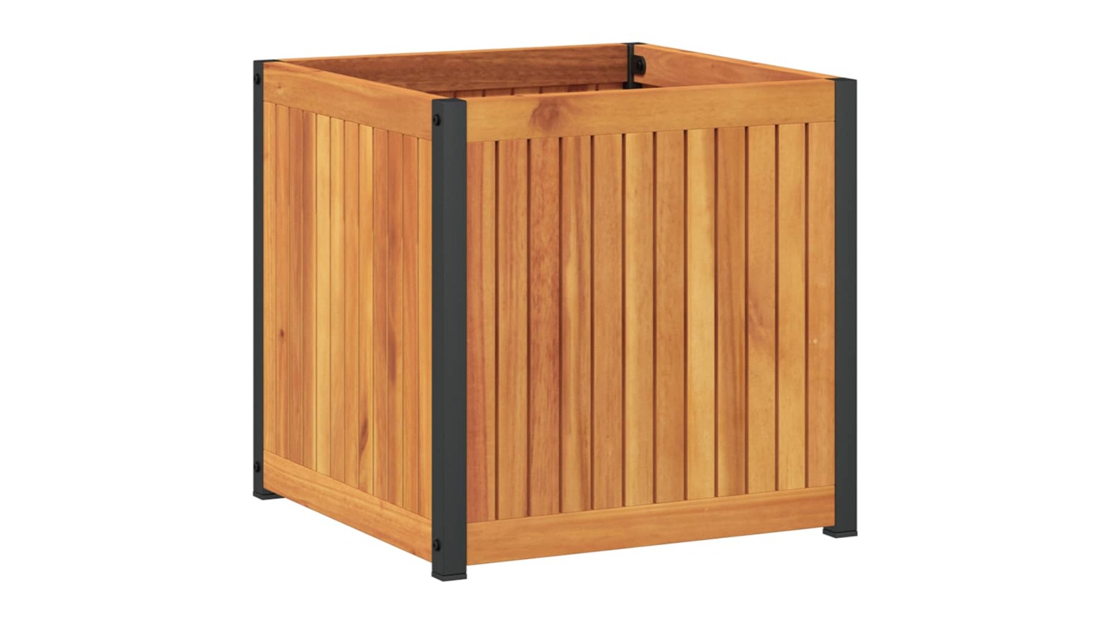 vidaXL Solid Wood Acacia and Steel Garden Planter - 45 x 45 x 44cm
