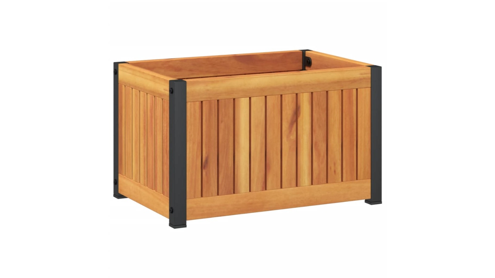 vidaXL Solid Wood Acacia and Steel Garden Planter - 45 x 30 x 27.5cm