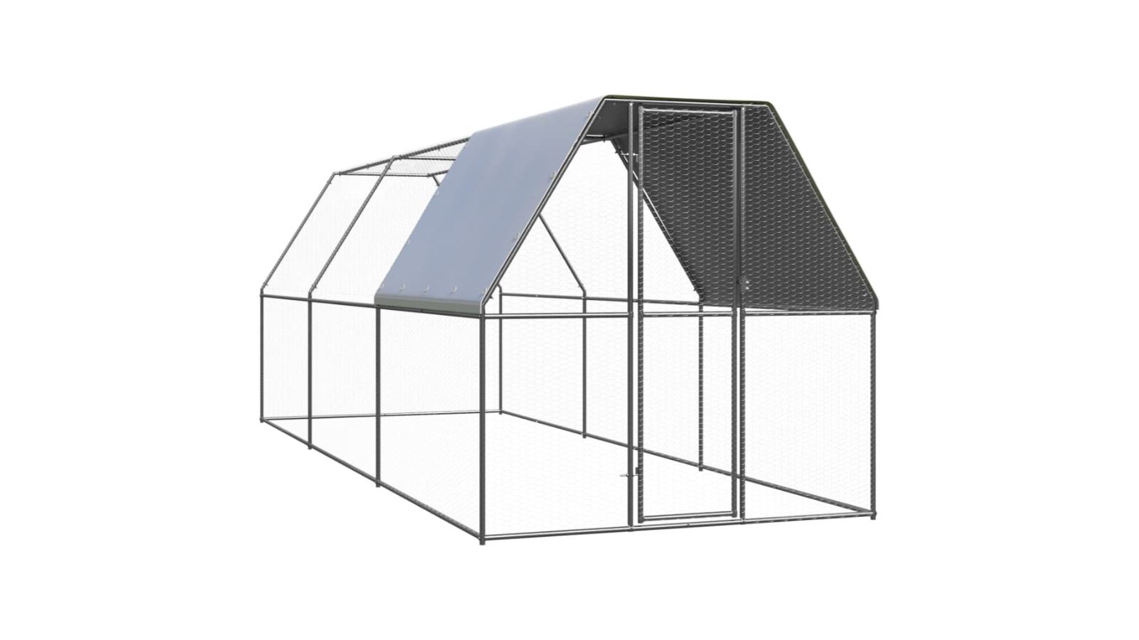 vidaXL Galvanised Steel Silver Chicken Cage - 2 x 6 x 2metre