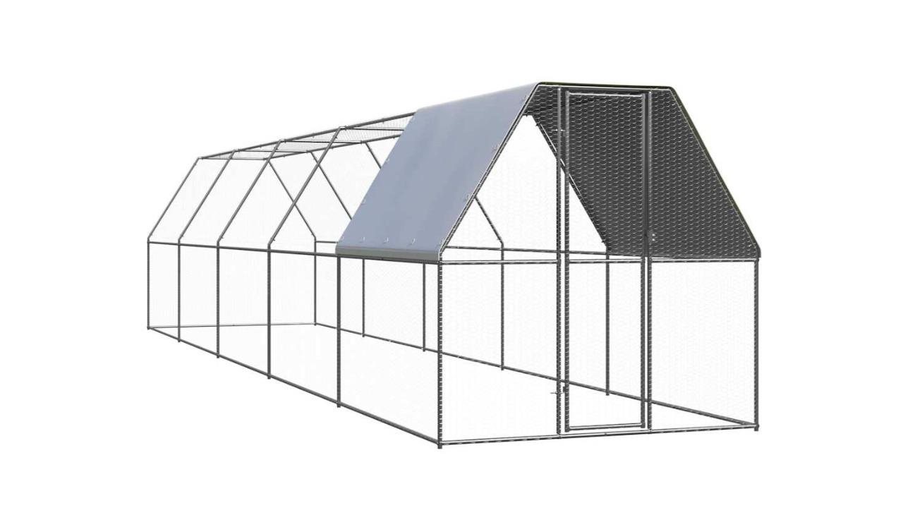 vidaXL Galvanised Steel Chicken Cage - 2 x 10 x 2metre