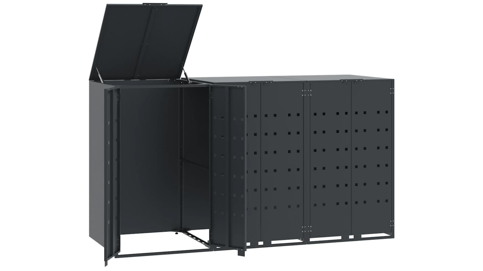 vidaXL Anthracite Steel Wheelie Storage for 3 Bins - 207 x 79 x 117cm