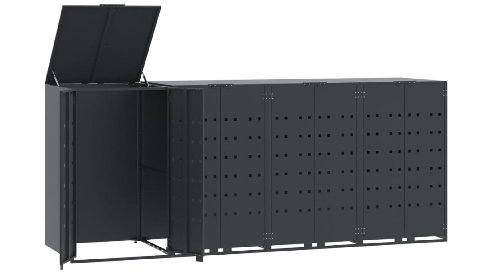 vidaXL Anthracite Steel Wheelie Storage for 4 Bins - 276 x 79 x 117cm