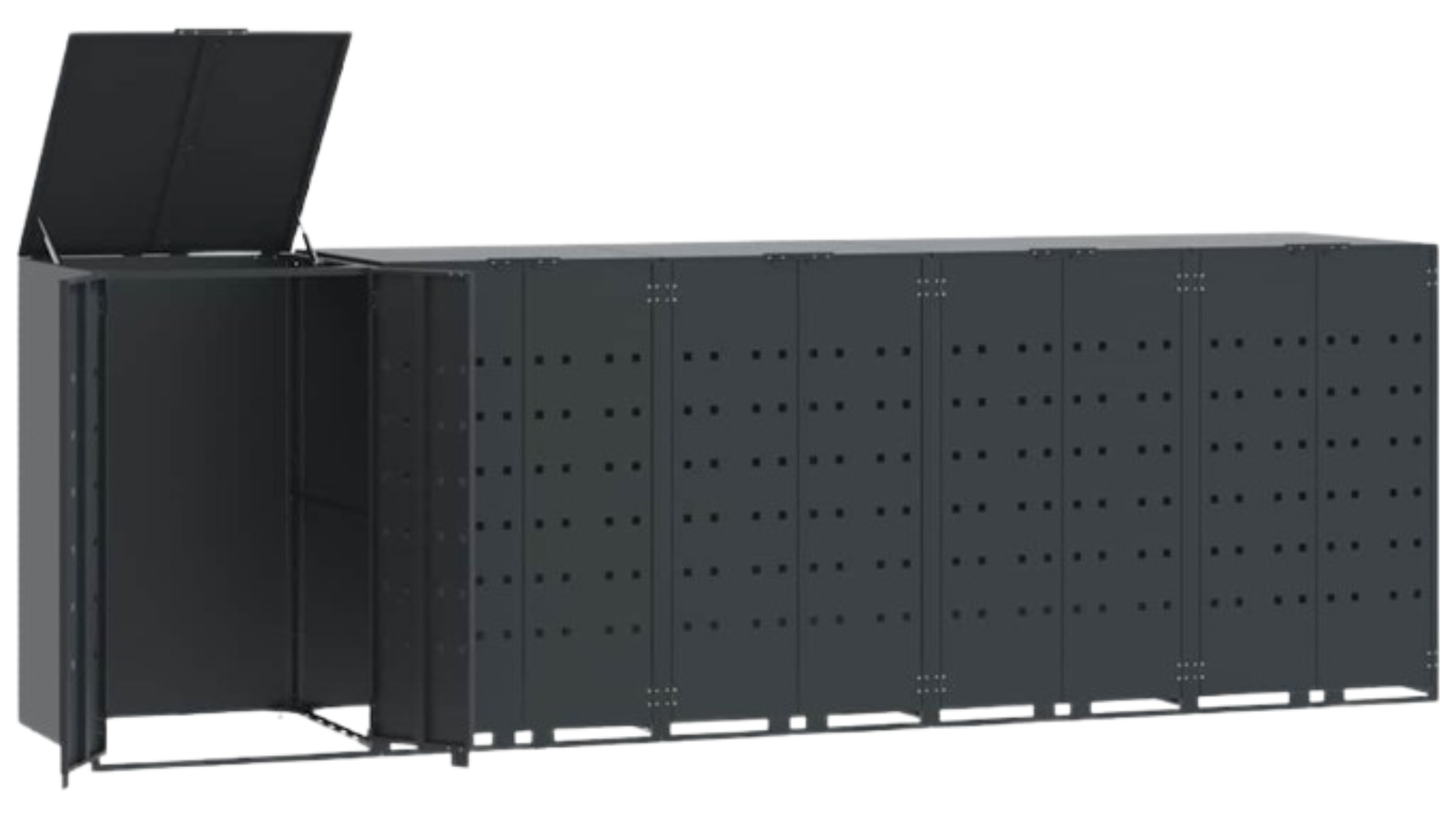 vidaXL Anthracite Steel Wheelie Storage for 5 Bins - 345 x 79 x 117cm