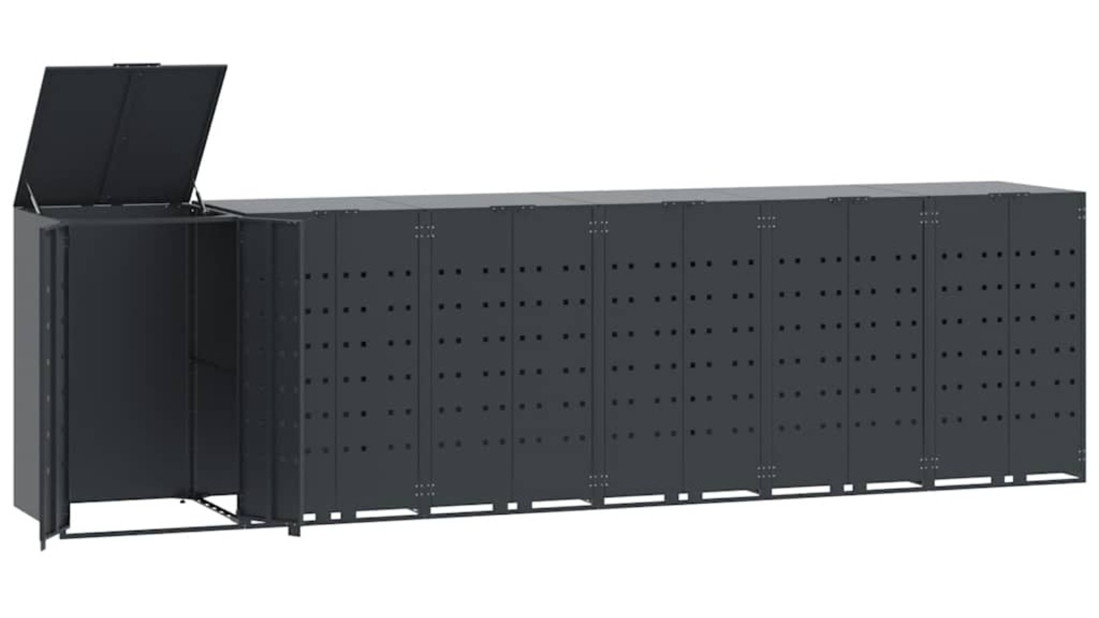 vidaXL Anthracite Steel Wheelie Storage for 6 Bins - 414 x 79 x 117cm