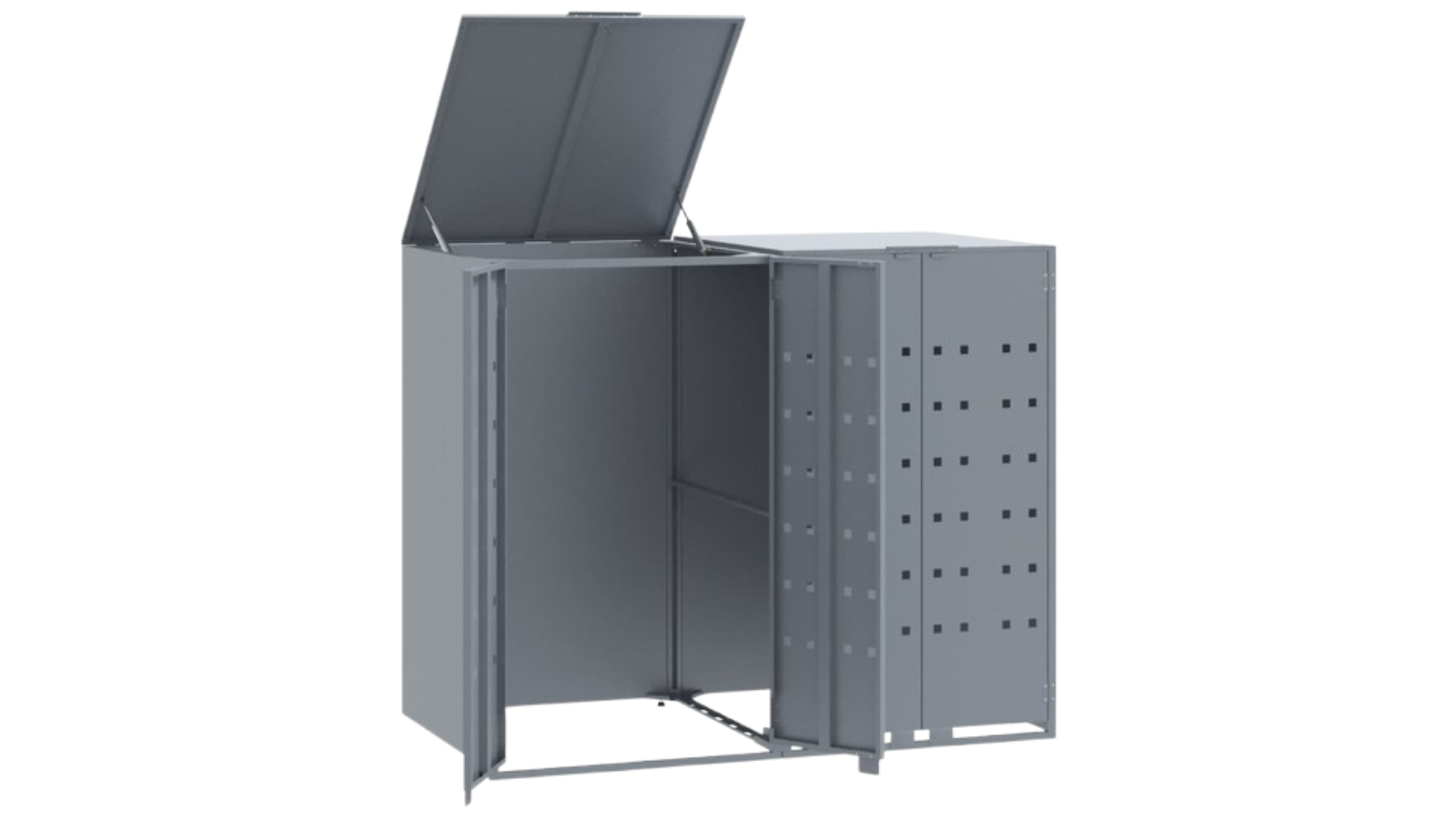 vidaXL Grey Steel Wheelie Storage for 2 Bins - 138 x 79 x 117cm