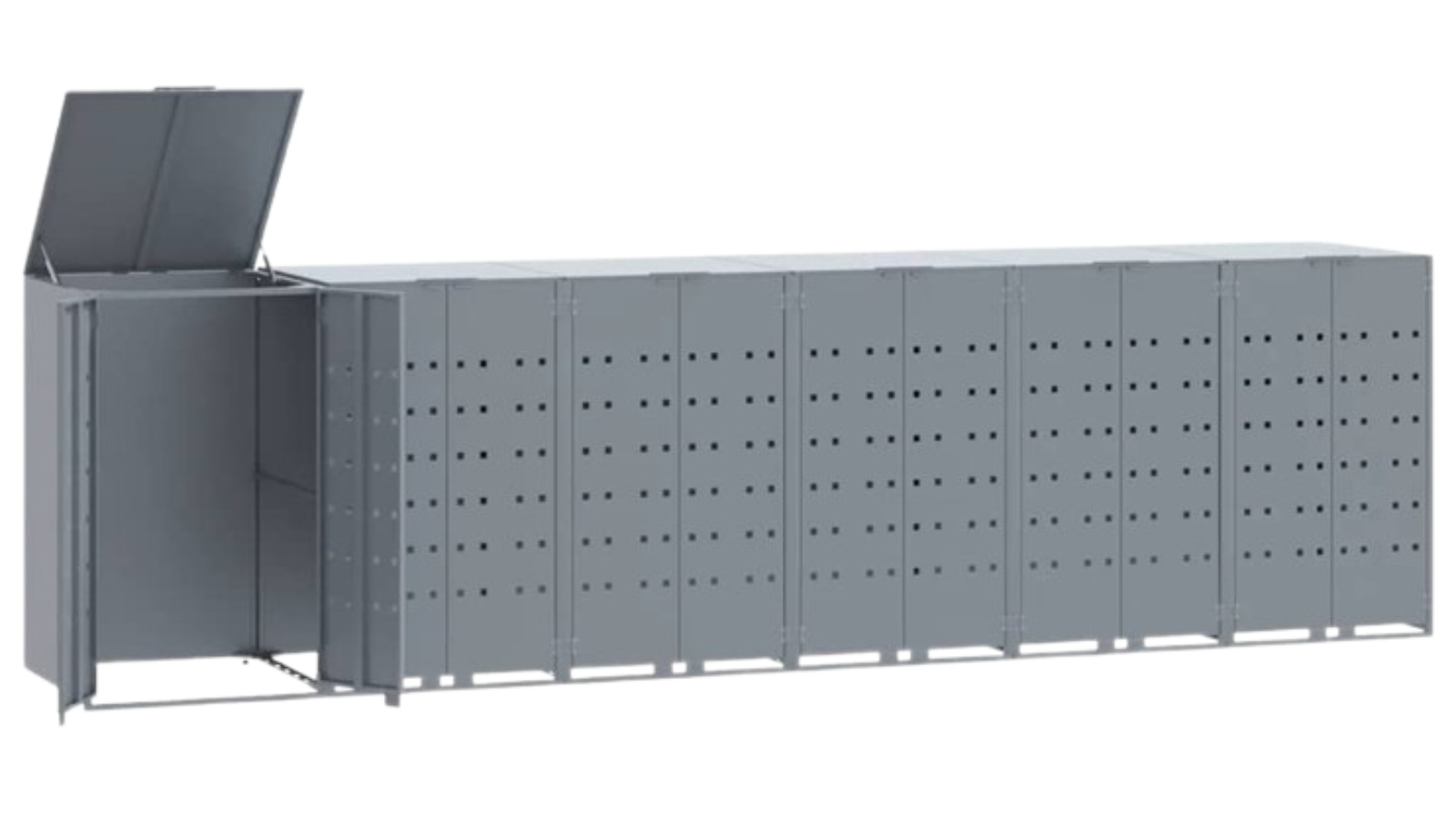 vidaXL Grey Steel Wheelie Storage for 6 Bins - 414 x 79 x 117cm