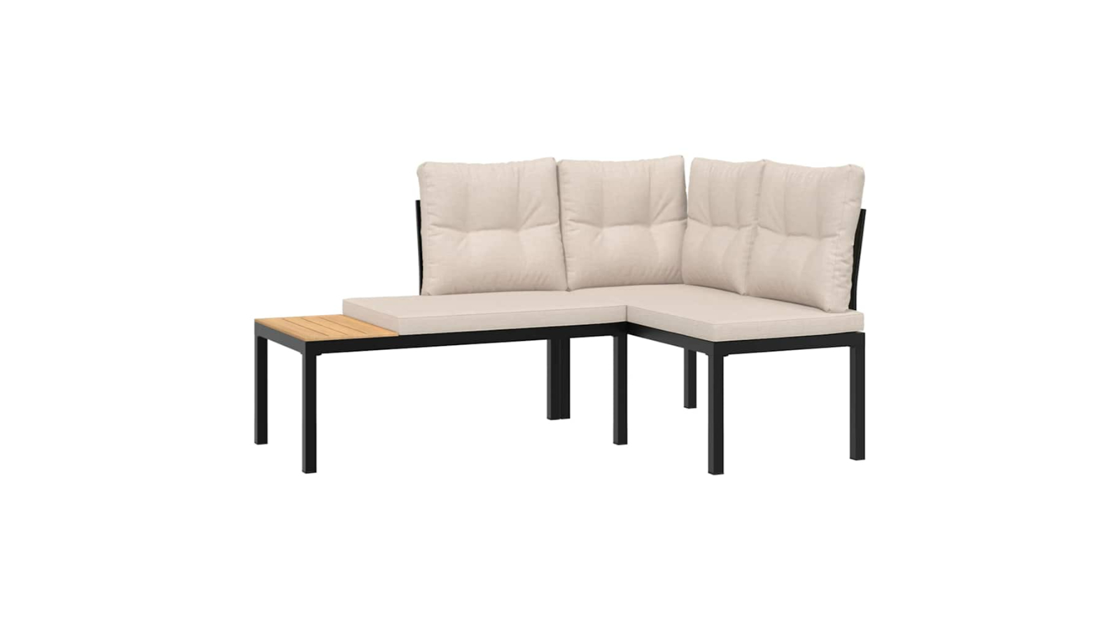 vidaXL 2 Piece Powder-Coated Steel Garden Bench with Cushion - Taupe