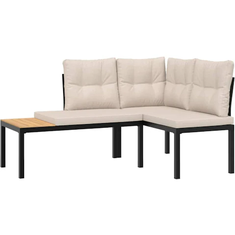 vidaXL 2 Piece Powder-Coated Steel Garden Bench with Cushion - Taupe
