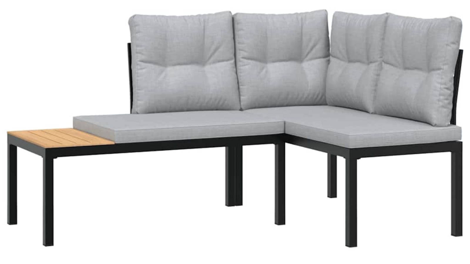vidaXL 2 Piece Powder-Coated Steel Outdoor Garden Bench with Cushion