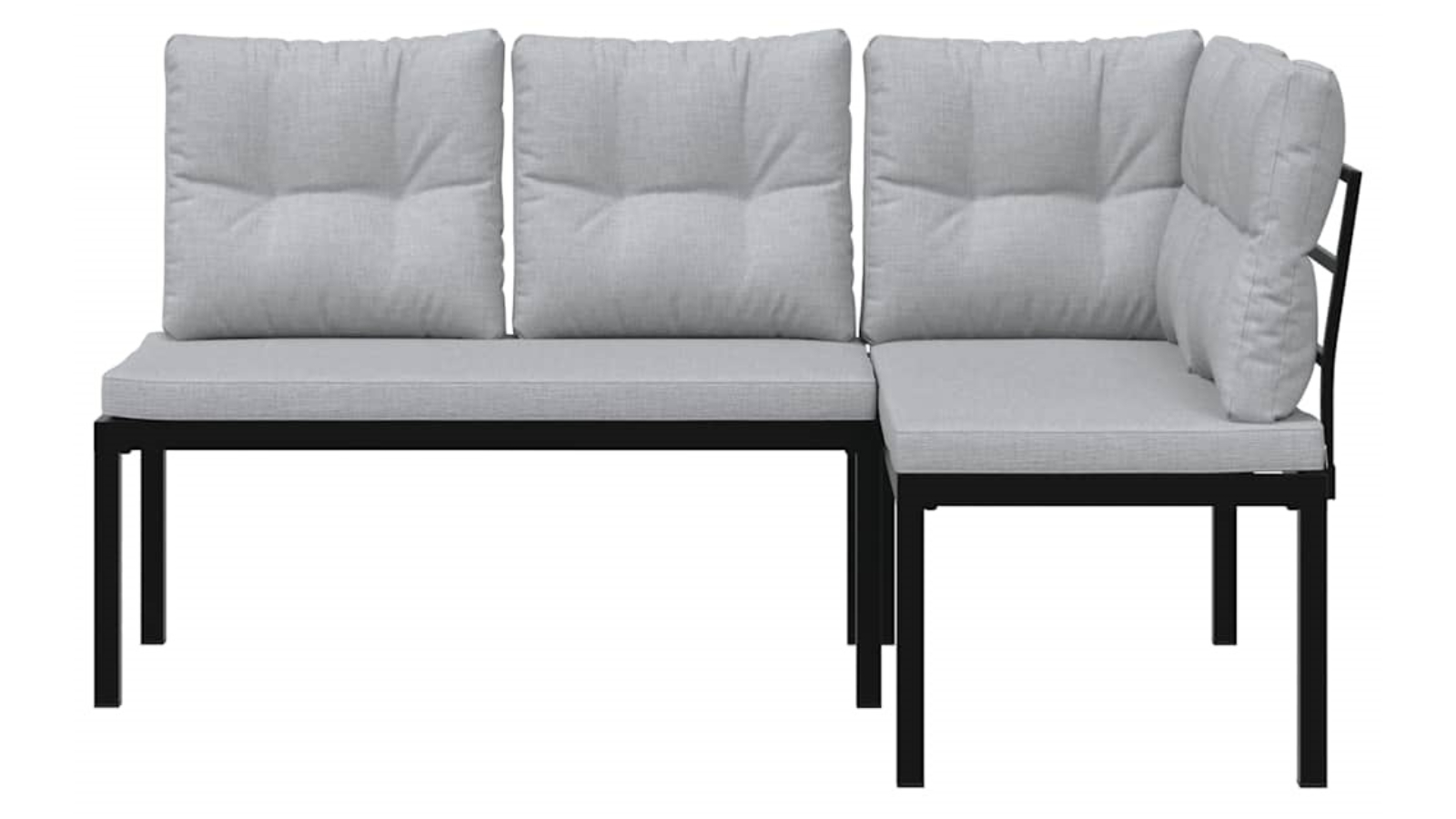 vidaXL 2 Piece Black Powder-Coated Steel Garden Bench with Cushion