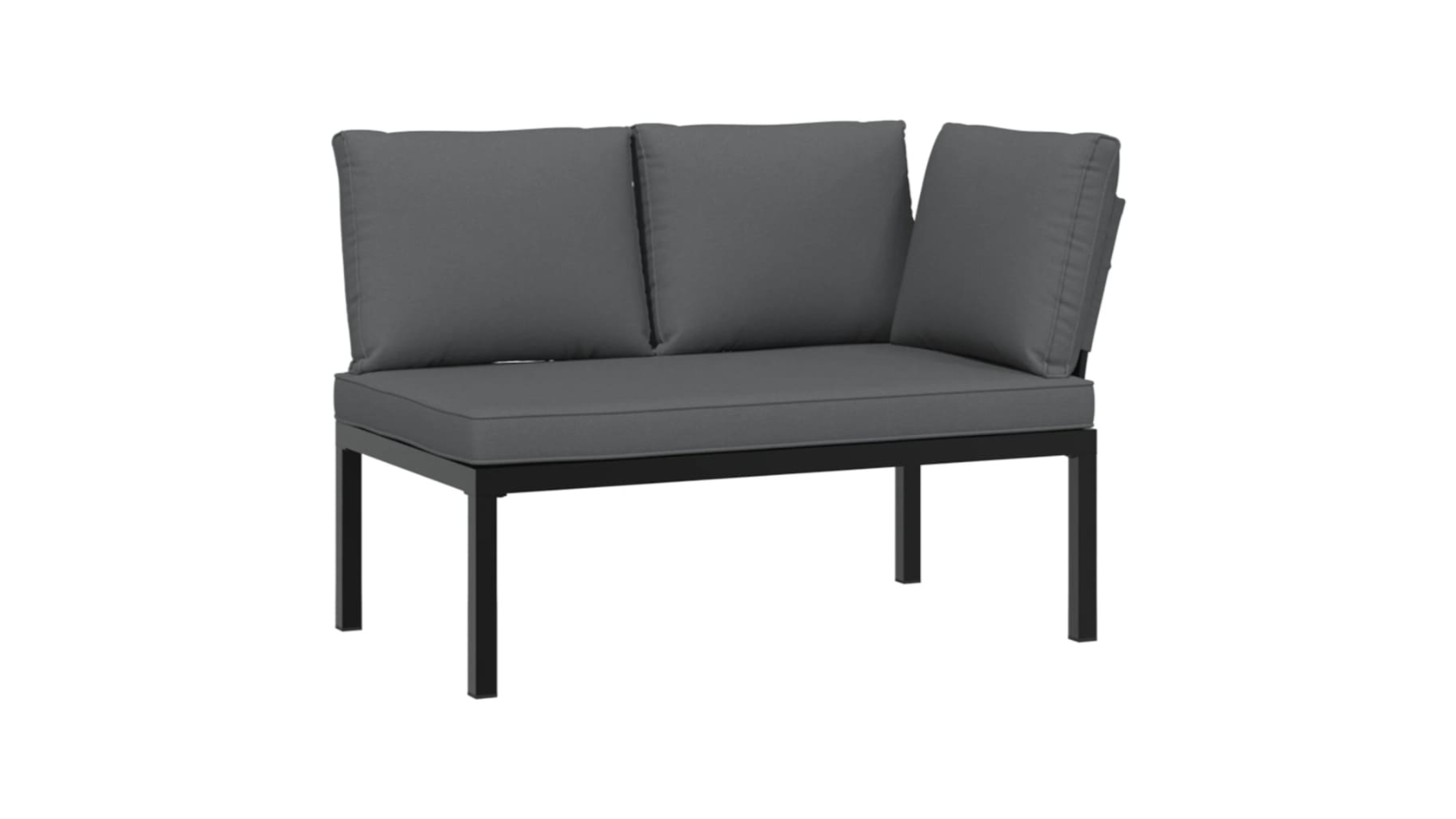 vidaXL Black Aluminium Garden Bench with Cushion - 118 x 73 x 73cm