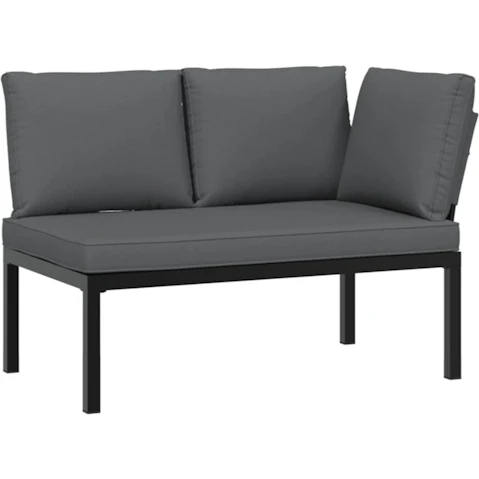 vidaXL Black Aluminium Garden Bench with Cushion - 118 x 73 x 73cm
