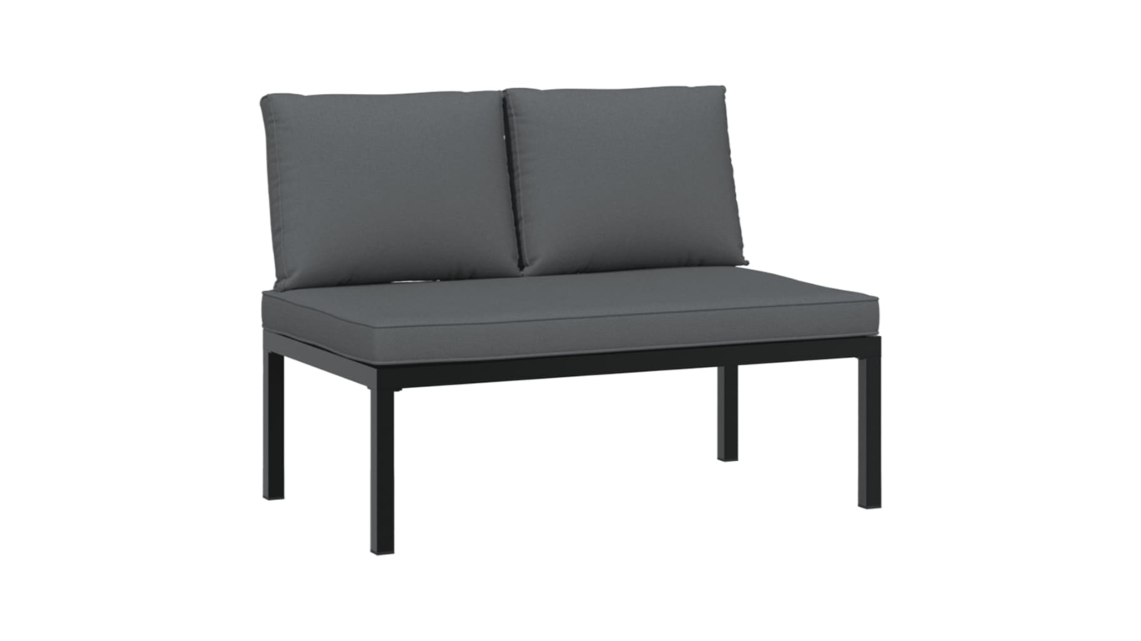 vidaXL Black Aluminium Garden Bench with Cushion - 110 x 73 x 73cm 