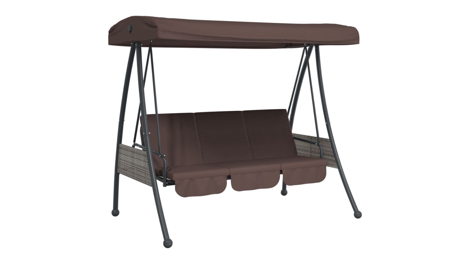 vidaXL Coffee Brown Steel Garden Swing Bench with Adjustable Canopy