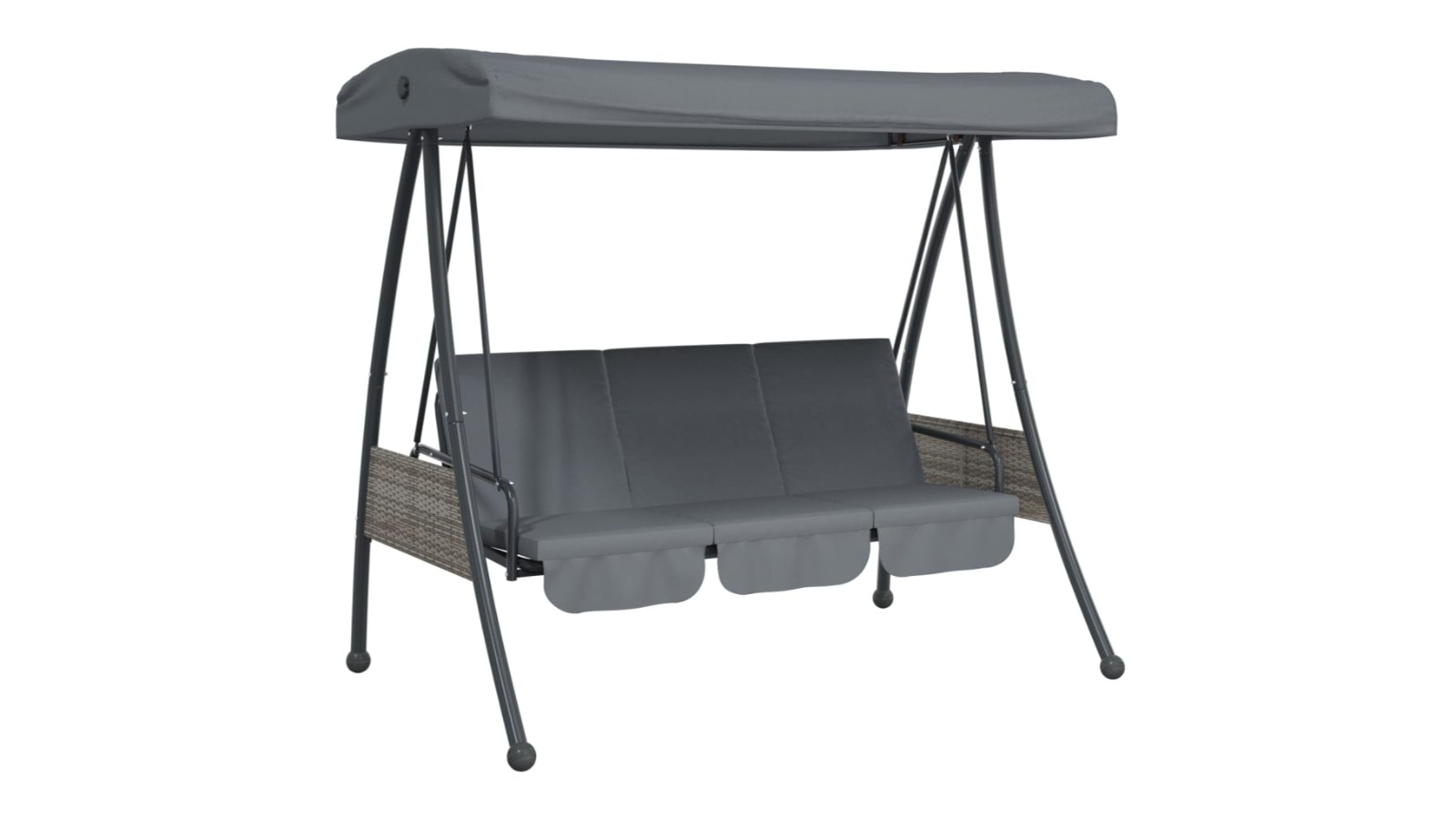vidaXL Dark Grey Steel Garden Swing Bench with Adjustable Canopy