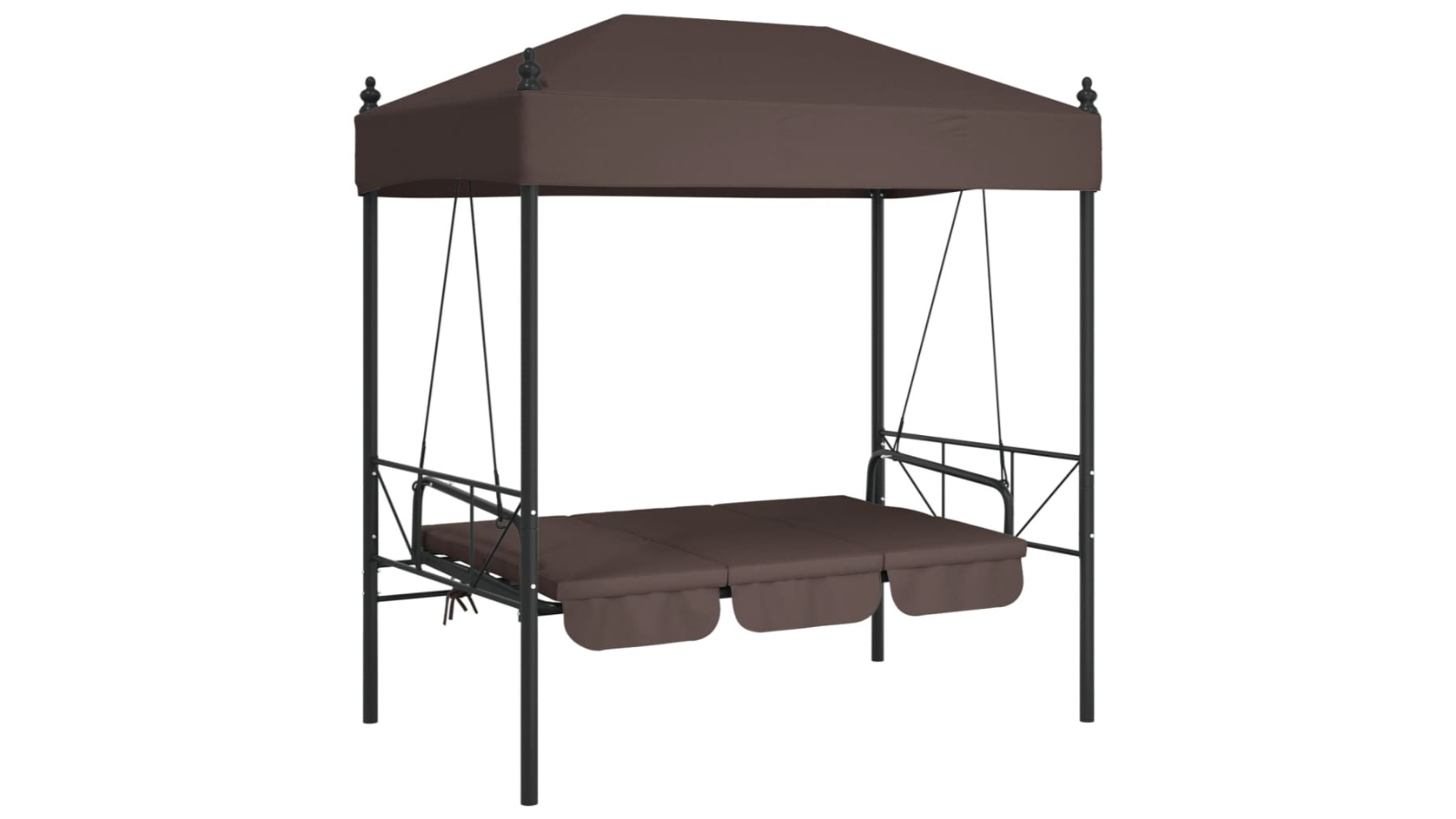 vidaXL Steel Garden Swing Bench with Canopy - Coffee Brown